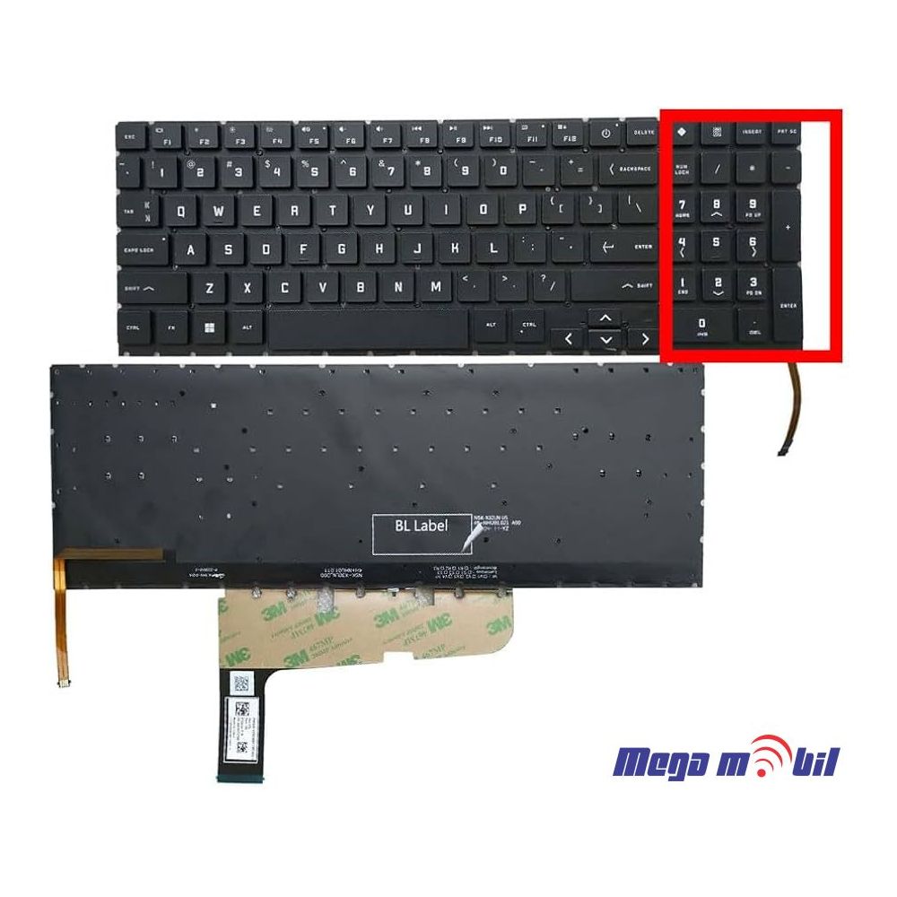 Tastatura za laptop HP Omen 16-B series so backlight grey